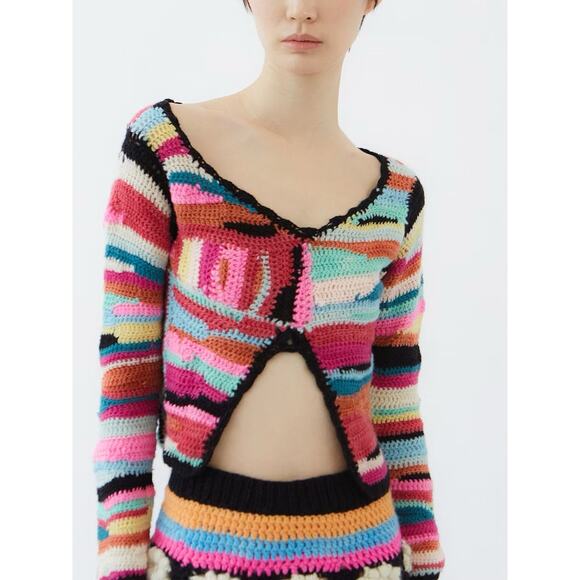 Tach Clothing Capella Crochet Top 100% Merino Wool Small NWT - Picture 1 of 7